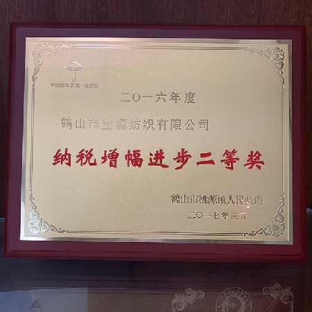 2016年度納稅增幅進步二等獎